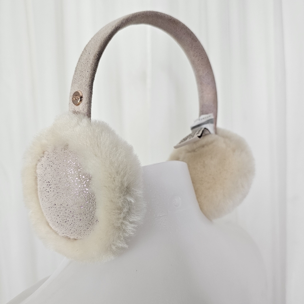 UGG Sparkle Dot Sheepskin Earmuffs Pink Cream